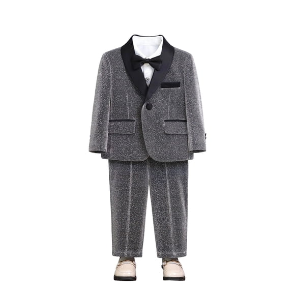 MUXiin Boy's Tuxedos Toddler Formal Suits Set Kids Blue Black Slim Fit Suit for Weddings