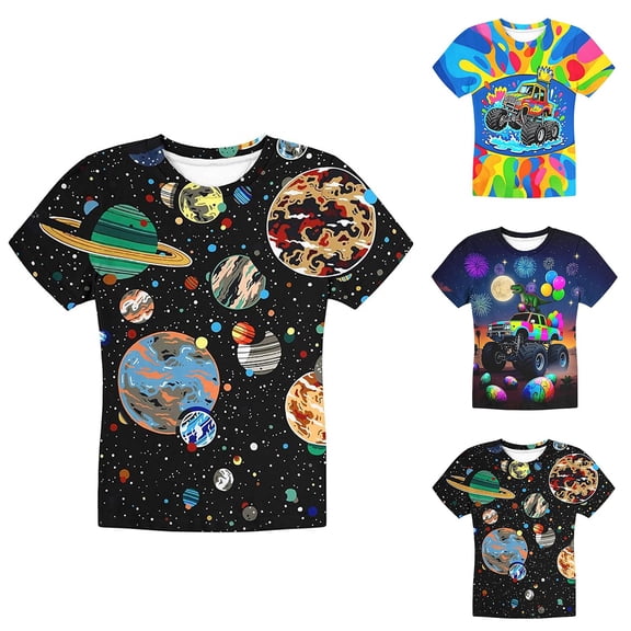 MUXiin Boys Girls 3D Graphic Printed T-Shirts,Kids Novelty Cool Crewneck Short Sleeve Tops Tee Fashion Shirt Tshirt for Teens
