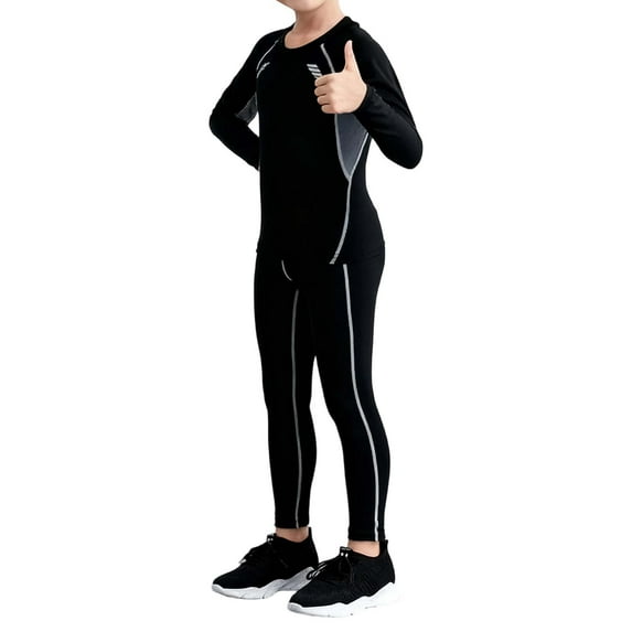 MUXiin Boys Girls Base Layer Athletic Compression Leggings and Shirts Thermal Underwear Set Running Pants Tights