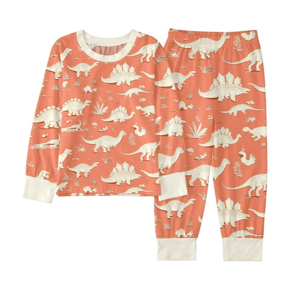 MUXiin Boys Pajama Sets Size 14-16 2-Piece Boys Girls Pajamas Long Sleeve Sleepwear Trendy Cartoon Graphic PJs Set Comfy Big Kid