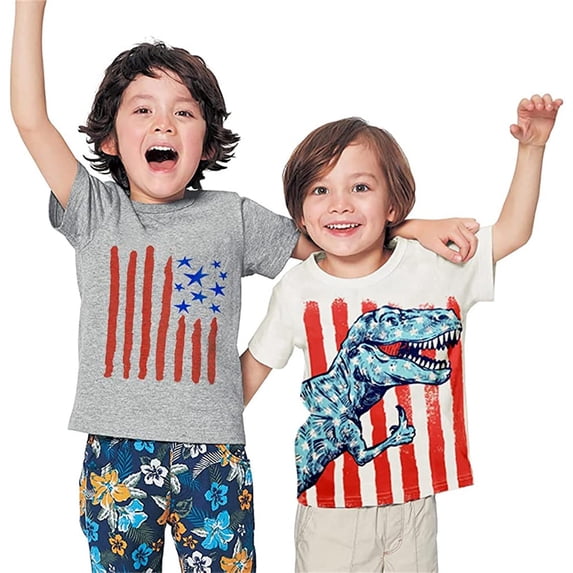 MUXiin Boys Patriotic Shirts American Flag T-Shirt 4th of July Short Sleeve USA Memorial Day Tee Tops,Red 4-5 Years