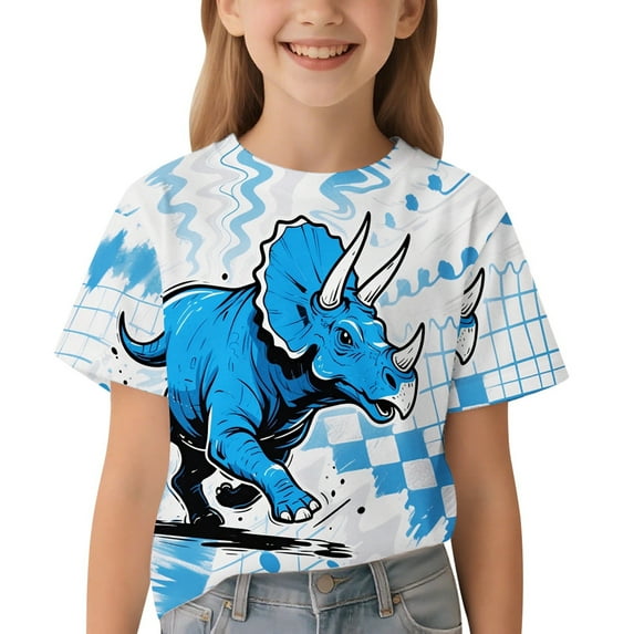MUXiin Boys Shirts Size 10-12 Crew Neck Dinosaur Prints Short Sleeve T-Shirt Fashion Cool Active Back To School Tops for Boys