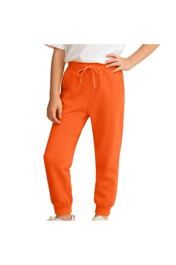 Boys Sweatpants Size 10-12 Cotton Lined Straight Leg Elastic Waist Athletic Joggers Sweat Pants Open Bottom Tricot Sweat Pants for Boys,Orange,3-4 Years