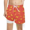 thumbnail image 1 of MUXiin Boys Swim Bathing Trunks Liner Compression Elastic Waist Prints Stretch 2 In 1 Beach Swimming Shorts Light Quick Dry Swimwear, 1 of 3
