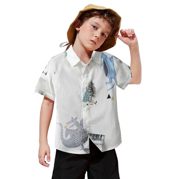 MUXiin Boys T Shirts 10-12 Button Down Solid Color Hawaiian Shirts for Boys Short Sleeve Gentleman Tops Cute Summer Shirt Toddler To Big Kid