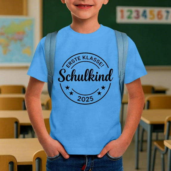 MUXiin Boys T Shirts 4t Schulkind Letter Print Solid Color Short Sleeve Preppy Shirt Back To School Outfits For Teen Girls 5-6 Years,Blue