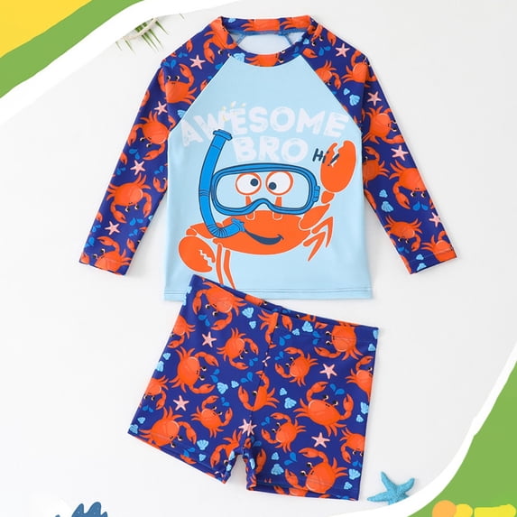 MUXiin Boys Two Piece Rash Guard Swimsuits Kids Short Sleeve Swimwear Sets Quick Dry Bathing Suit 3-10 Years