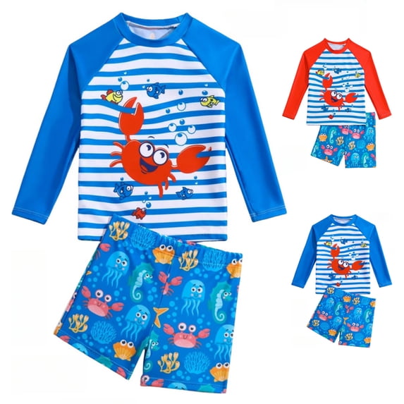 MUXiin Boys Two Piece Rash Guard Swimsuits Kids Short Sleeve Swimwear Sets Quick Dry Bathing Suit 3-10 Years