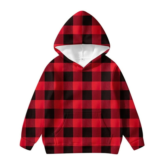 MUXiin Boys Zip Up Hoodie 8,Hooded Flannel Shirt for Boy Casual Plaid Shirt Fall Stylish Long Sleeve Plaid Hoodie with Pocket
