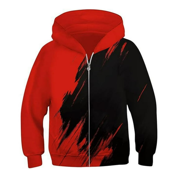 MUXiin Boys Zip Up Hoodies Kids 3D Football Graphic Hoody Sweatshirt Zipper Pullover with Pockets