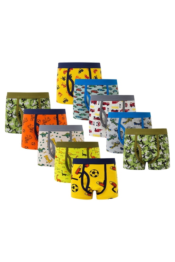 Boys' and Toddler Boxer Cotton Briefs,Comfort Breathable Underwear,Tag Free Underwear Sizes for 2T to 11 Years Old