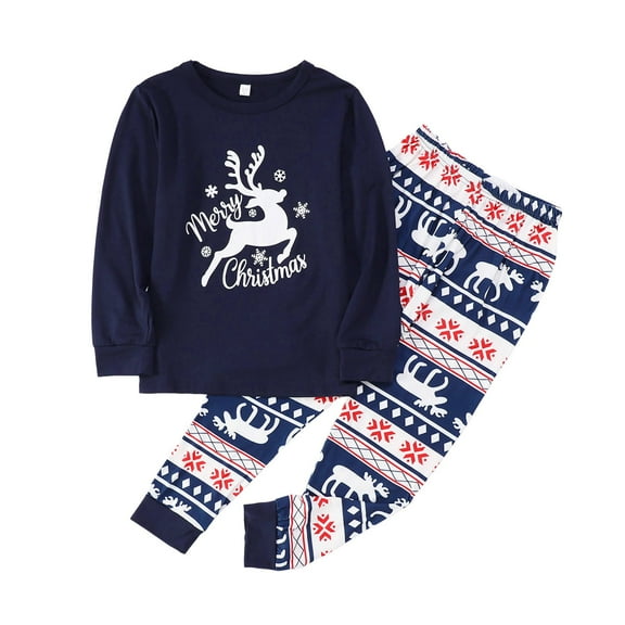 MUXiin Christmas Pjs For Family,Family Matching Christmas Pajamas Set Festive Holiday Print Top and Cozy Plaid Bottoms