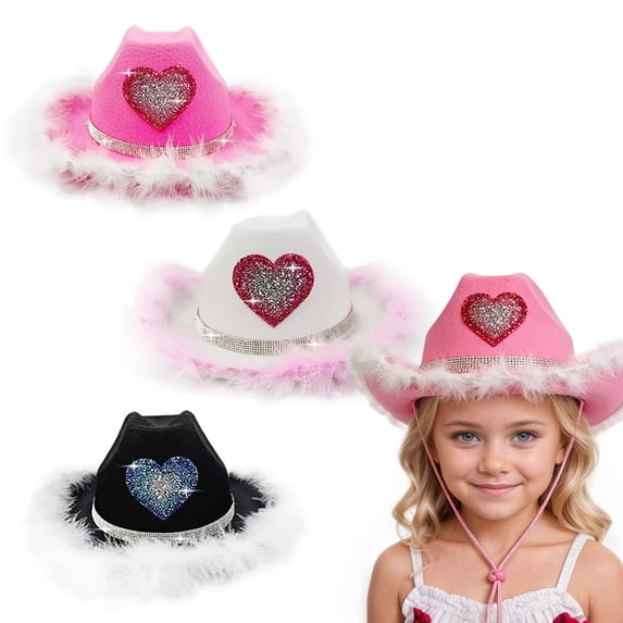 MUXiin Cowboy Hats for Kids Children's Heart Theme Casual Style Hats Suitable for Birthday Parties