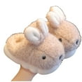thumbnail image 1 of MUXiin Cute Slippers Kids Girls Slippers Winter Warm Shoes For Kids Cozy Indoor Outdoor Soft Lined Booties With Heel Cover Comfortable Non-,Khaki, 1 of 3