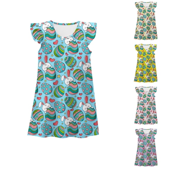 MUXiin Dress for Girls Size 6 Colorful Flutter Ruffled A-Line Polka Dot Dress Fashion Sundress Summer Dresses for Girl