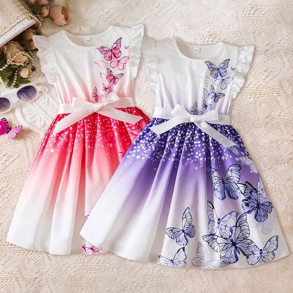 MUXiin Dresses for Girls 12-14 Cute Prints Flutter Ruffled A-Line Teen Dresses Comfortable Sundress Summer Dresses for Girl