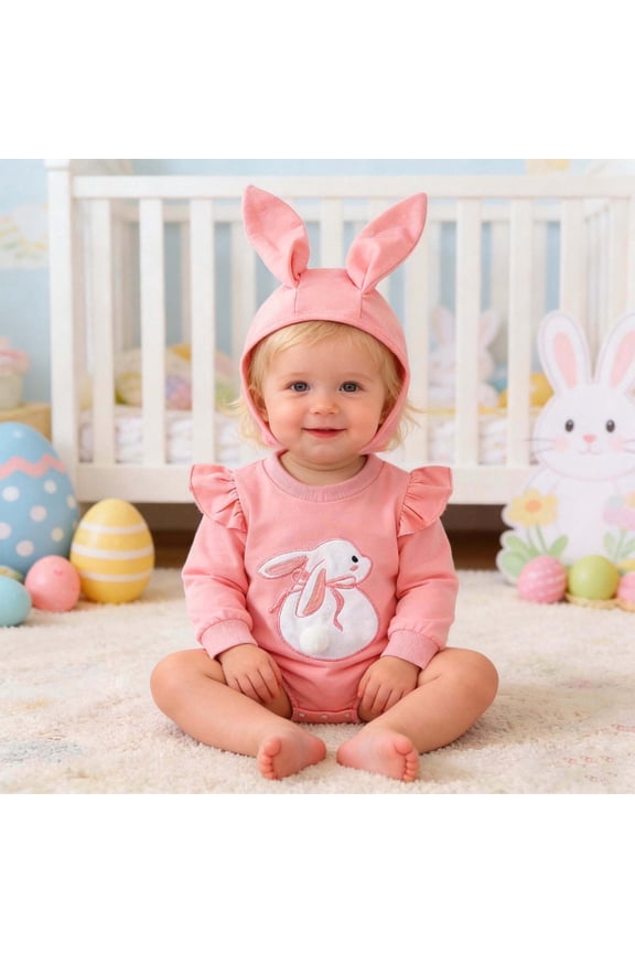 Easter Baby Girl Outfit Cute Newborn Bunny Clothes Rabbit Sleeveless Tulle Romper Dress My First Easter Outfits