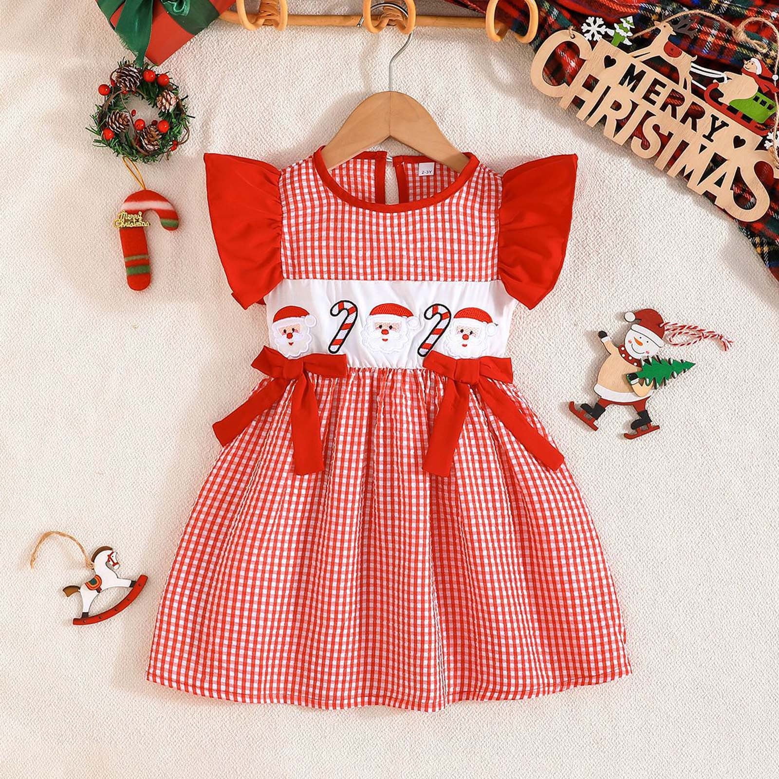 MUXiin Toddler Baby Girl Back to School Clothes Pre K Smocked Dress Collar Gingham  Dress Summer Outfits(5-6 Years,Red) - Walmart.com