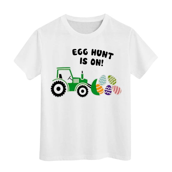 MUXiin Easter T Shirts for Kids Girls Cartoon Bunny Short Sleeve Tee for Toddler Soft Easter's Day Summer Tops Kids Summer Clothing Easter Gifts for Kids(White,10-11 Years)