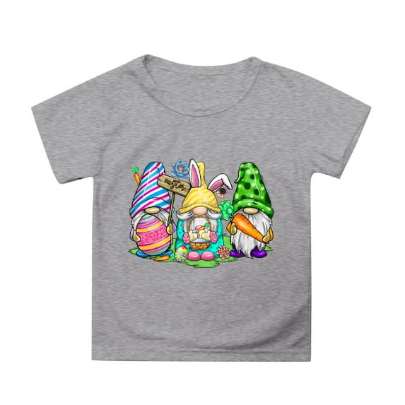 MUXiin Easter T Shirts for Toddler Girls Cute Graphic Short Sleeve Tee for Toddler Casual Happy Easter Pullover Tops T-Shirt Boys & Girls Shirts Easter Gifts for Girls(Grey,3-4 Years)