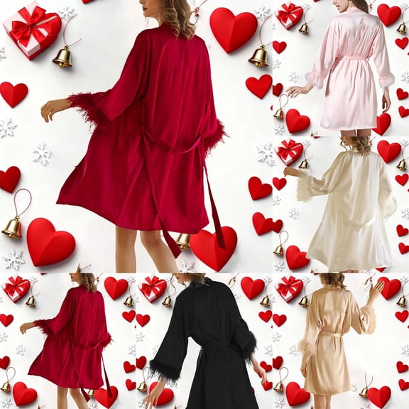 MUXiin Elegant Feather Robe Chiffon Sheer Long Lingerie Wedding Scarf Illusion Nightgown Bathrobe Bridal Robe