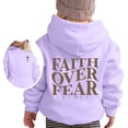 thumbnail image 1 of MUXiin Faith Over Fear Hoodie Blue Girls Christian Jesus T Shirts for Kids Casual Tops with Pockets, 1 of 8