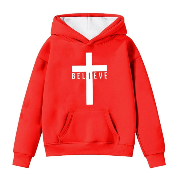MUXiin Faith Over Fear Hoodie Girls Cute Trendy Casual Christian Graphic Print Sweatshirts Long Sleeve Pullover Tops with Pockets
