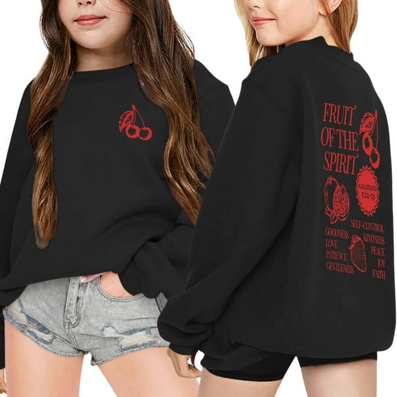 MUXiin Faith Over Fear Hoodie Youth 11-12 Trendy Y2k Cute Long Sleeve Letter Print Sweatshirts Cotton Blend Sweatshirt Casual Tops