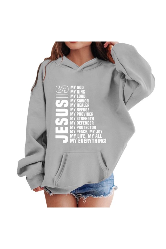 Faith Over Fear Hoodie Youth Kids Trendy Cute Christian Letter Print Sweatshirts Oversized Graphic Pullover Tops