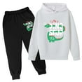 thumbnail image 1 of MUXiin Fall Outfits for Boys 10-12 Long Sleeve Warm Sweatsuit Pullover Tops and Pants Dinosaur Printed Warm Soft Fall Boys Sets 2 Piece Outfits,Light Gray,9-10 Years, 1 of 2