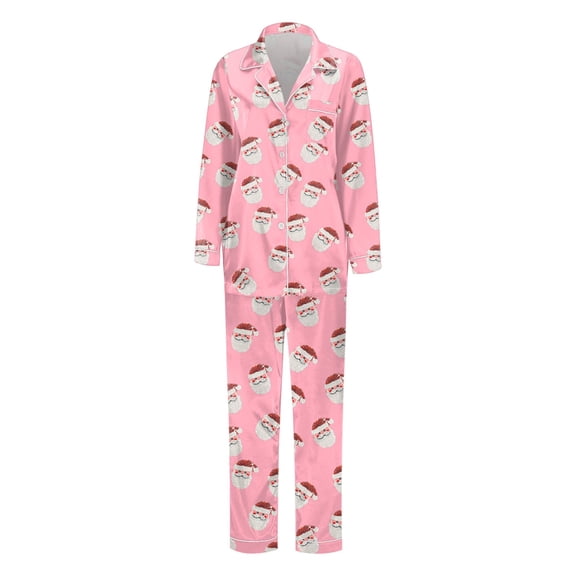 MUXiin Family Christmas Costumes,Satin Silk Family Matching Pajamas Set Long Sleeve Button Down Sleepwear Loungewear For