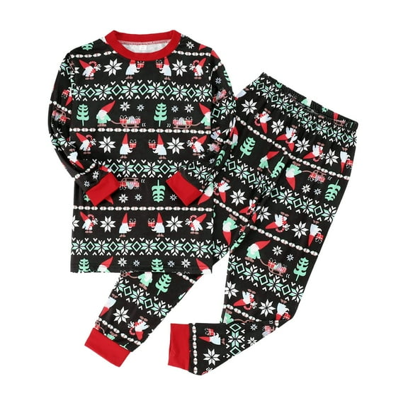MUXiin Family Christmas Pajamas,Family Matching Christmas Pajama Set Festive Holiday Print Top and Classic Plaid Pants