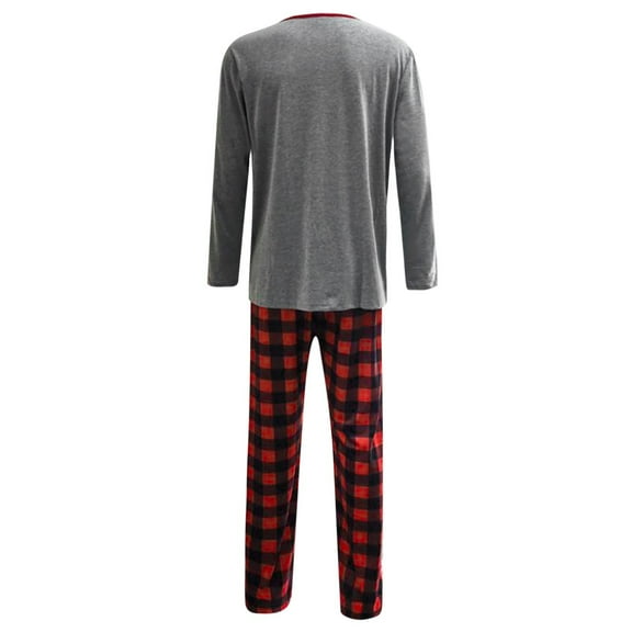 MUXiin Family Christmas Pajamas Matching Sets,Family Matching Christmas Pajamas Set Holiday Print Top and Festive Plaid Pants for Dad
