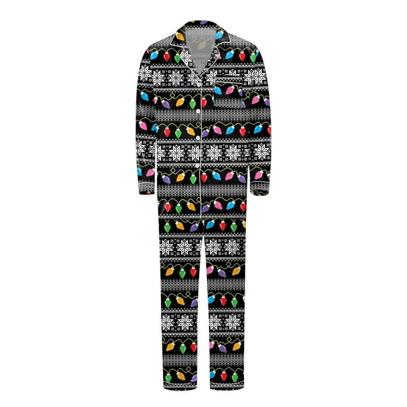 MUXiin Family Christmas Pajamas,Satin Silk Family Matching Pajamas Set Long Sleeve Button Down Two Piece Sleepwear Loungewear Nightwear For Dad