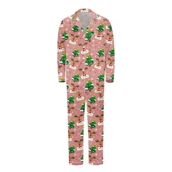 MUXiin Family Christmas Pajamas,Satin Silk Family Matching Pajamas Set Long Sleeve Button Down Two Piece Sleepwear Loungewear Nightwear For Dad