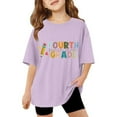 thumbnail image 1 of MUXiin First Day of Forth Grade Shirt Kids Back to School Boys Girls Shirts Funny Letter Vibes Graphic Tee Short Sleeve Tops,130Purple, 1 of 5