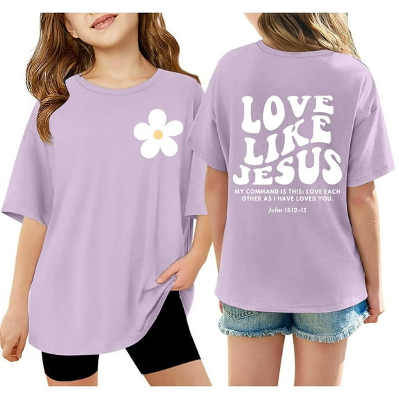 MUXiin Girl Shirts Size 12,Cute Back To School Clothes For Teen Girls Printed Round Neck Short Sleeve Loose Soft Blouse T-Shirt Baggy for Teens Birthday Casual Summer Tops