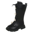 thumbnail image 1 of MUXiin Girl's Mid Calf Combat Boots Lace-up Elastic Platform Boot with Side Zipper, 1 of 6