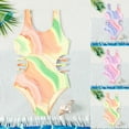 thumbnail image 1 of MUXiin Girl's Ruffle Trim Cut Out One Piece Swimsuit One Shoulder Ruched Bathing Suits Swimwear, 1 of 5