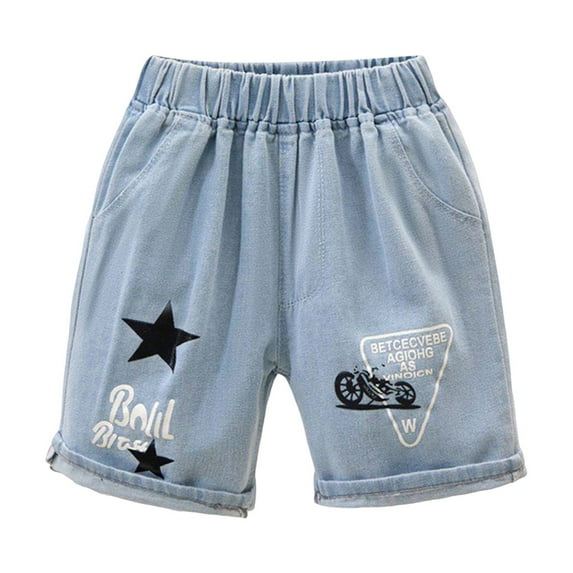 MUXiin Girls Denim Shorts Size 5-7 Years,Girls Shorts Loose Fit Fashion Denim Casual Thin Comfortable Stretch High Waist Elastic Waistband Cute Breathable Lightweight Soft Washed Style