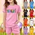 thumbnail image 1 of MUXiin Girls' Easter Outfit Toddler Girl Bunny Short Sleeve T Shirt Floral Shorts Set Cute Summer Clothes, 1 of 4