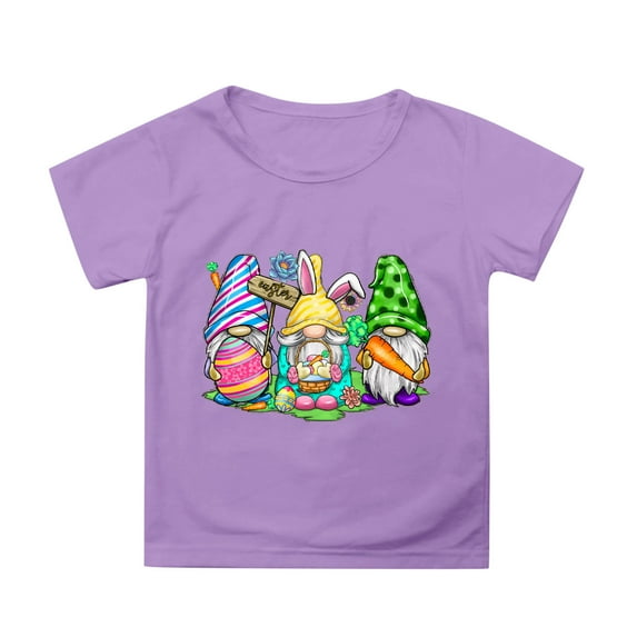 MUXiin Girls Easter Shirt Size 10-12 3d Prints Short Sleeve T Shirt Loose Soft Easter Day Pullover Tops T-Shirt Boys & Girls Shirts Easter Gifts for Girls(Purple,3-4 Years)