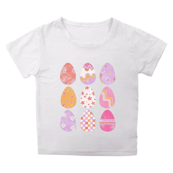 MUXiin Girls Easter Shirt Size 7 3d Prints Short Sleeve T Shirt Top Easter Day Happy Easter Pullover Tops T-Shirts To Big Kid Easter Gifts for Kids(White,12-13 Years)