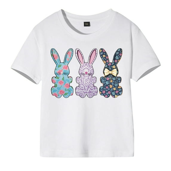 MUXiin Girls Easter Shirts Size 7/8 3d Prints Short Sleeve T Shirt Top Fashion Easter's Day Tee Shirt Tee for Boys & Girls Easter Gifts for Kids(Purple,18-24 Months)