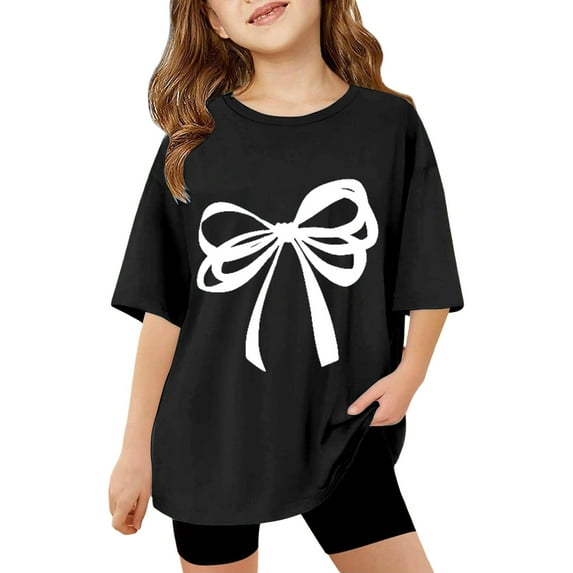 MUXiin Girls Easter T Shirts Birthday Cute Graphic Round Neck Preppy Short Sleeve T Shirt Fashion Back To School Funny Tees Kids Summer Clothing Kids Summer Clothing