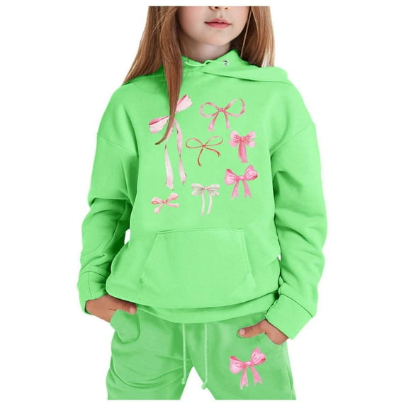 MUXiin Girls Fall Outfits Size 14-16,Crew Neck Cute Print Lightweight Pullover Hoodie and Pants Loose Fit Girls Fall Winter 2 Piece Sets Back To School Fashion Outfits