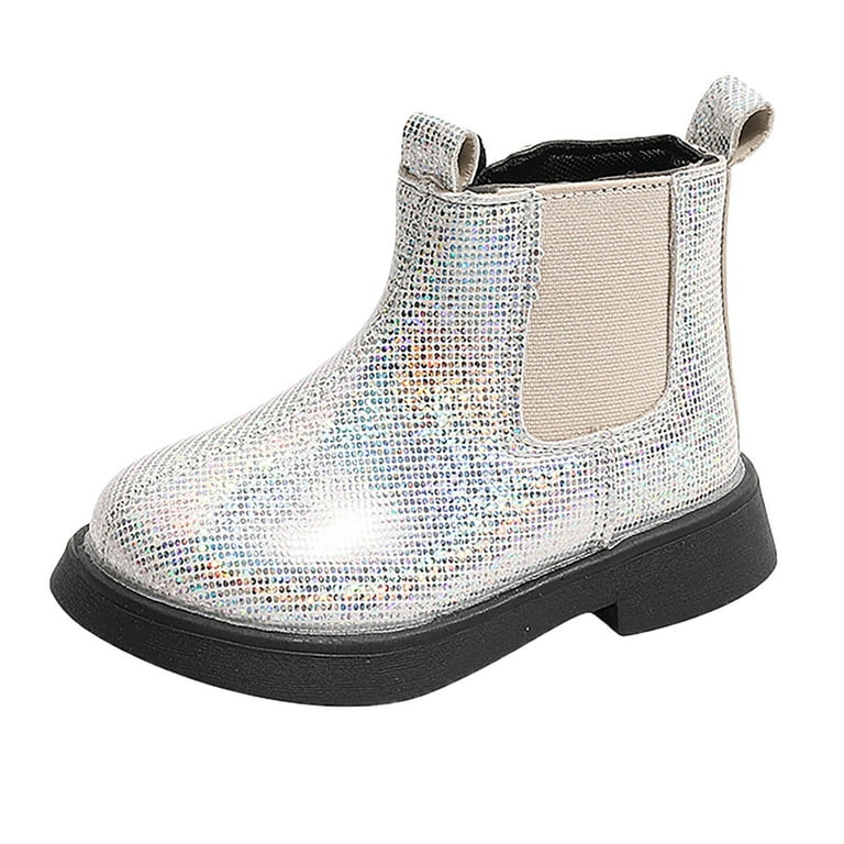 MUXiin Girls' Riding Boots Girls Glitter Ankle Boots Side Zipper