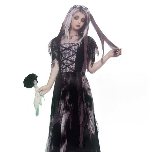 MUXiin Girls Halloween Dress Gothic Witch Costume Elegant Dark Night Bride Outfit For Kids Casual Party Wear
