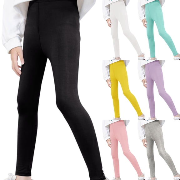 MUXiin Girls Leggings, Tight Bottom Pants, Stretch Leggings for Girls Toddler Little Kids Baby,Purple,5-6 Years