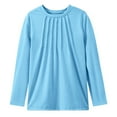 thumbnail image 1 of MUXiin Girls Long Sleeve Shirts Blue,Girls Pleated Long Sleeve Shirts Kids Pullover Tops Casual V Neck/Crewneck Cute Soft Blouses Outwear for Kids 11-12 Years, 1 of 4
